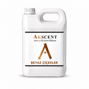 AKSCENT Beyaz Çiçekler Koku Makinesi Koku Kartuşu Esansı 5 Litre – Ultra Ekonomik Ambalaj